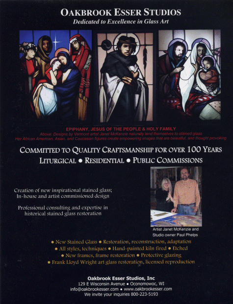 Stained Glass images of Janet McKenzie's work available through Oakbrook Esser Studios, Inc